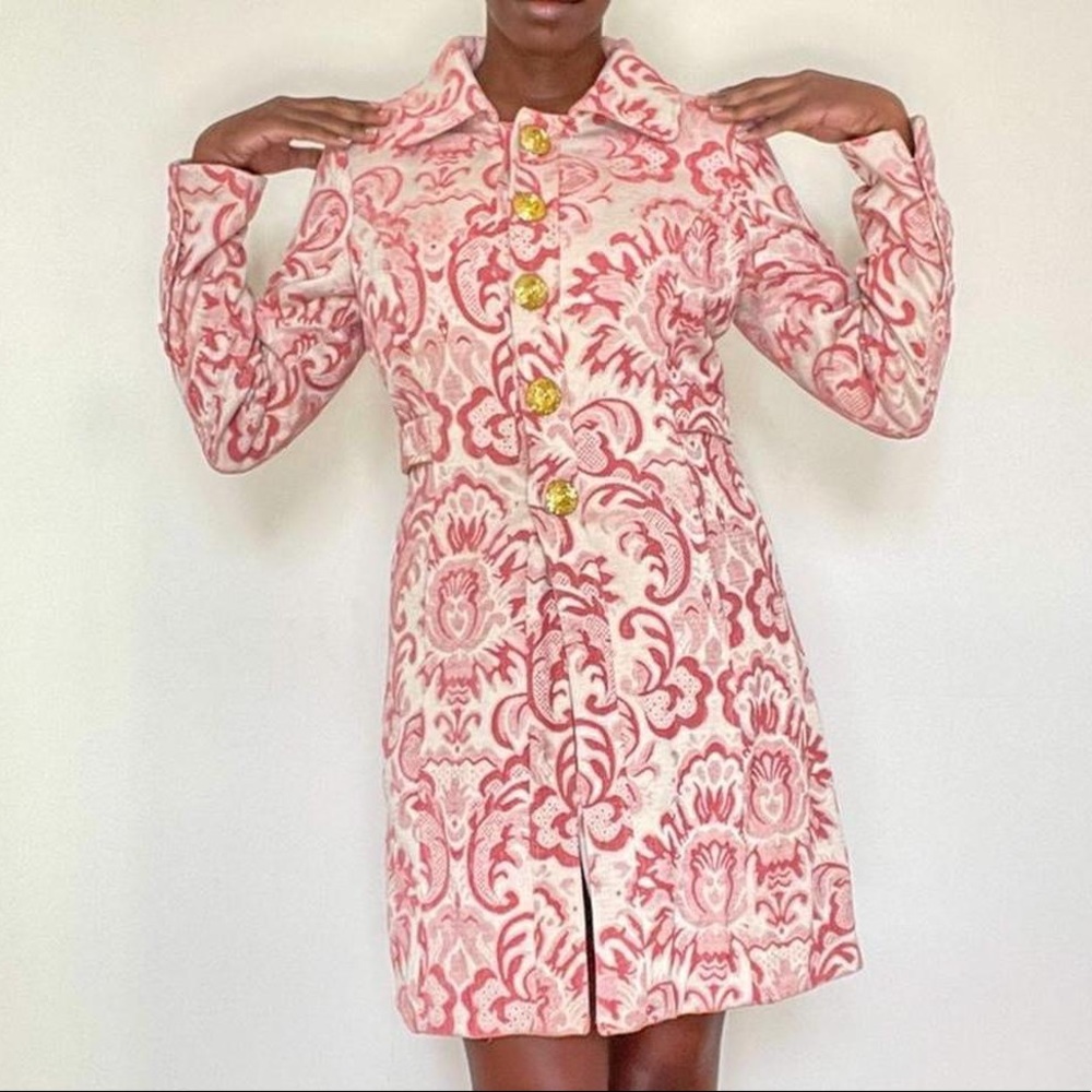 BEBE cream and pink floral coat